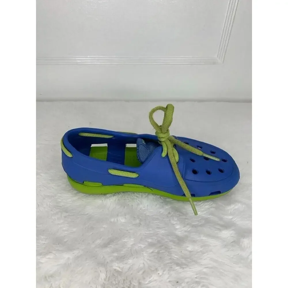 Kids Crocs Blue & Green Slip-On Shoes Size 13 Durable & Lightweight